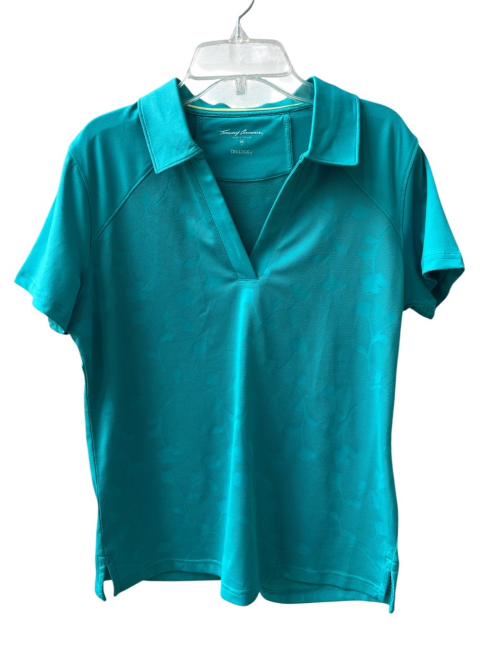 Tommy Armour Dri-Logic Polo Top Women's Medium Teal Floral Short Sleeve Golf New